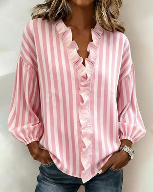 Bluse Rysjet Langermet Stripe