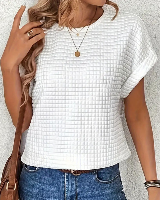 T-Skjorte Rund Hals Ensfarget Flaggermusermer