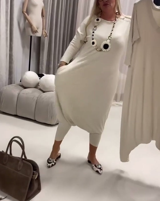 Jumpsuit Ensfarget Langermet Avslappet