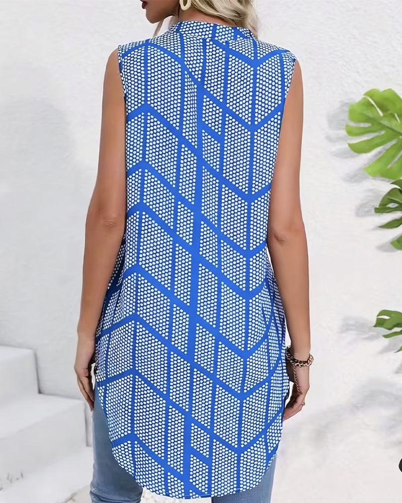 Bluse Geometrisk Trykk Ermeløs