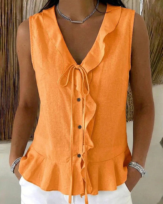 Tank Top Ruffle Slips Ermeløs