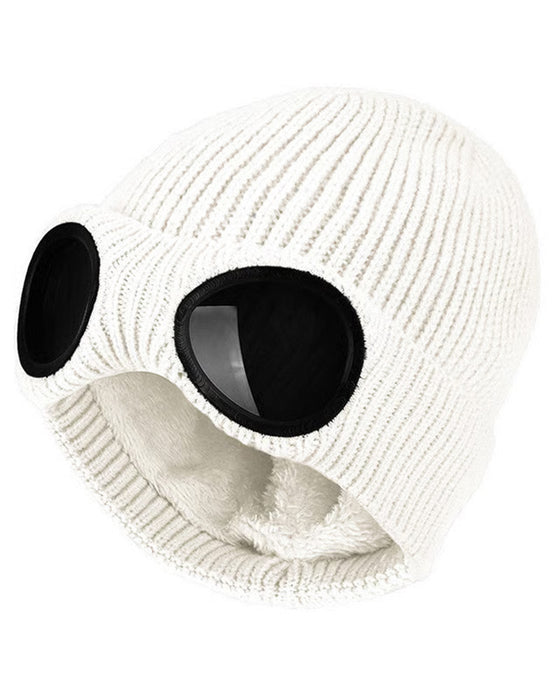 Unisex Ensfarget Goggle-linse Designet Beanie Lue