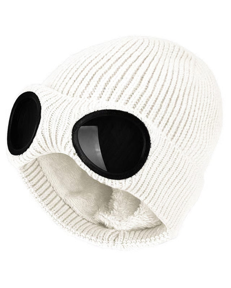 Unisex Ensfarget Goggle-linse Designet Beanie Lue