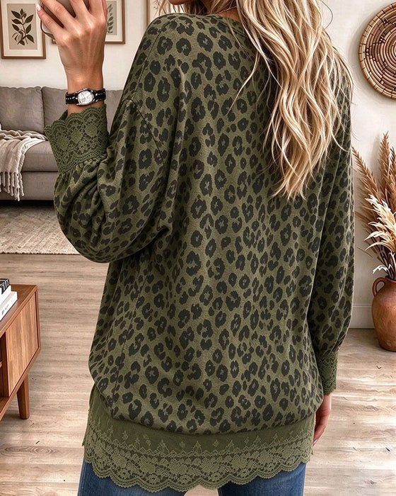 Bluse Blondepanel Leopardtrykk