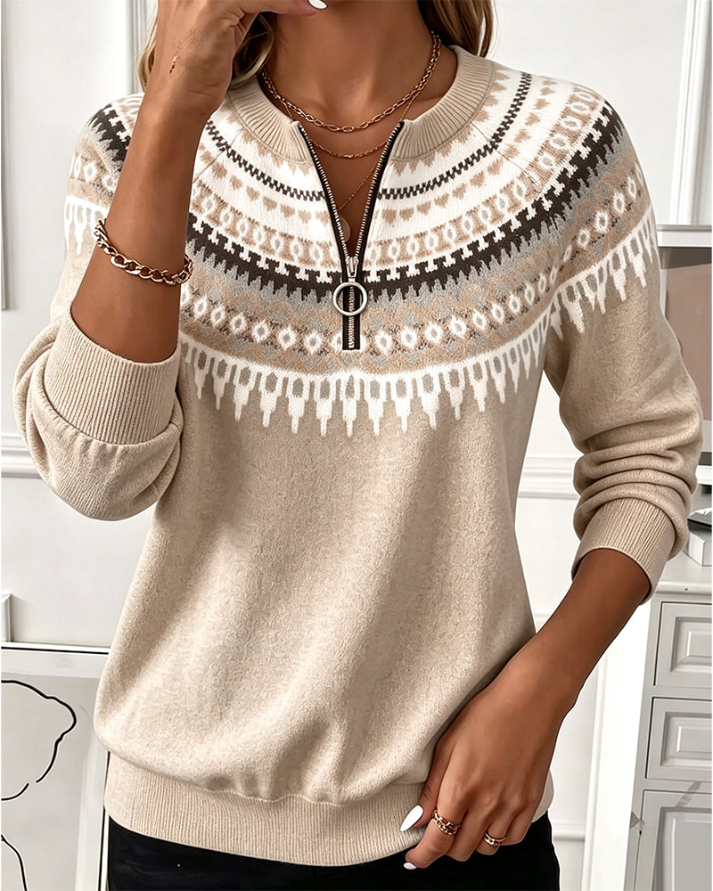 Sweatshirts Fargeblokk Glidelås Lang Erme