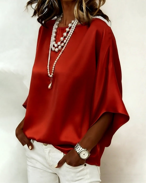 Bluse Sateng Flaggermusermet