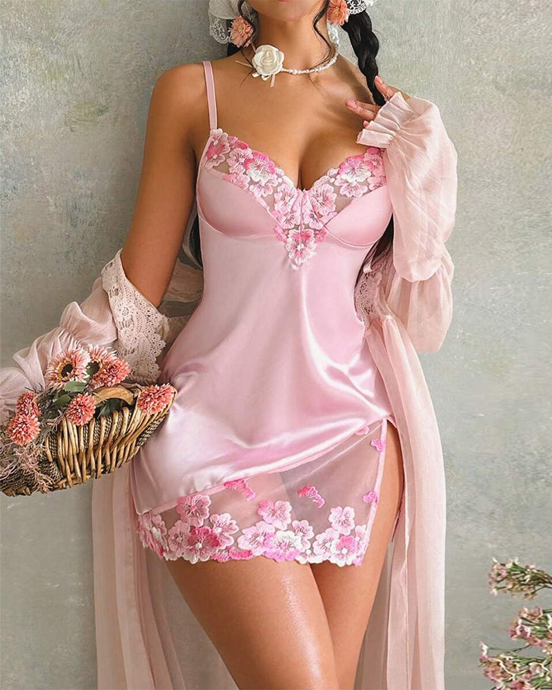 Nattkjole Brodert Ryggfri Undertrøye