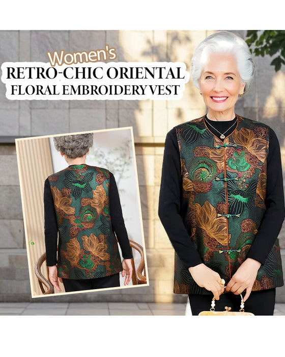 Vest Retro-Chic Oriental Blomsterbroderi