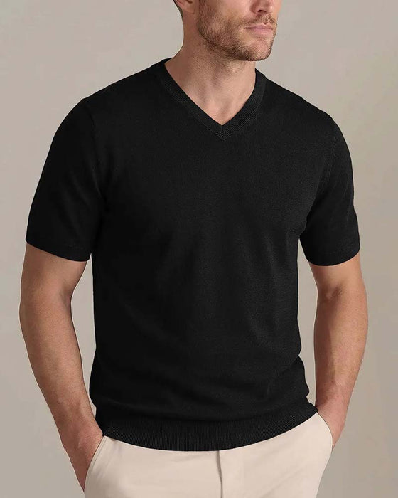 Pullover Mini V-Hals Casual Solid