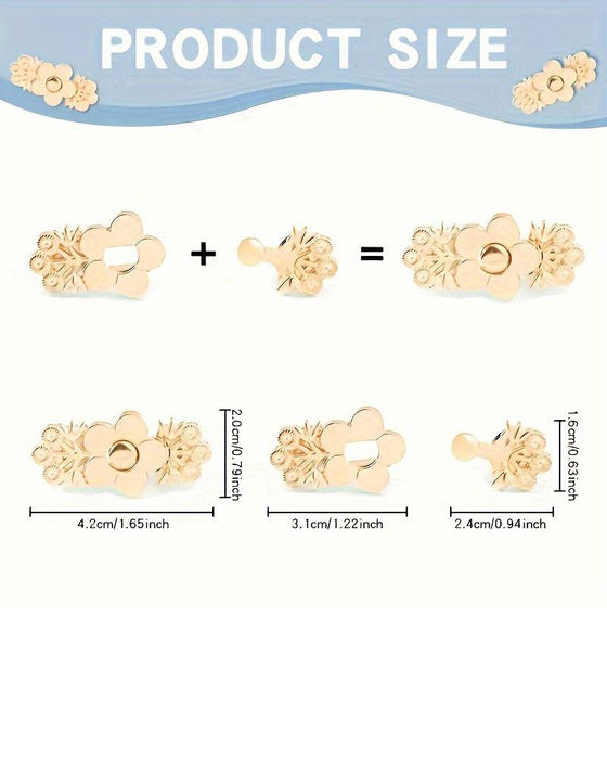 4-Delers Blomstermønstret Denim Belteetrekk