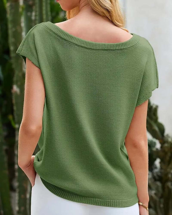 Pullover Off-Shoulder Kort Erme