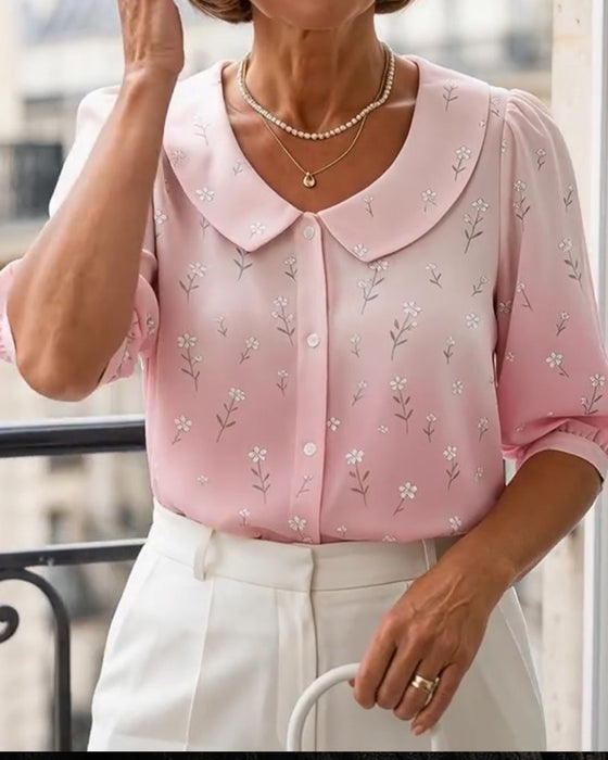 Bluse Blomstret Peter Pan Krave Boble Erme