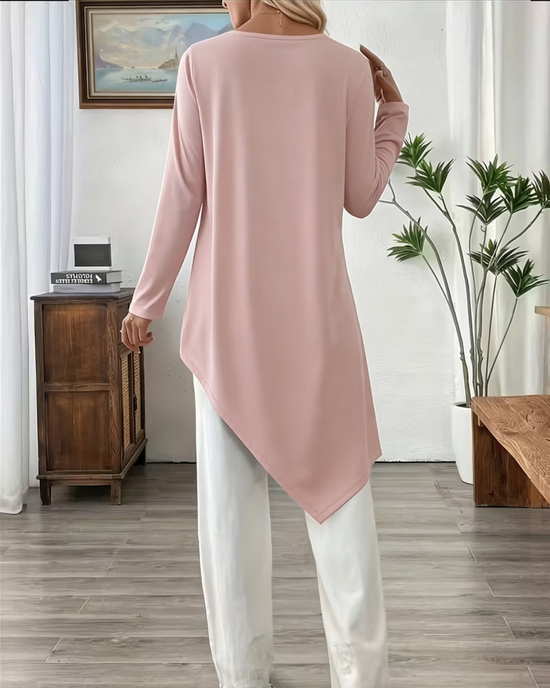 Top Asymmetrisk Midjelangt Ensfarget