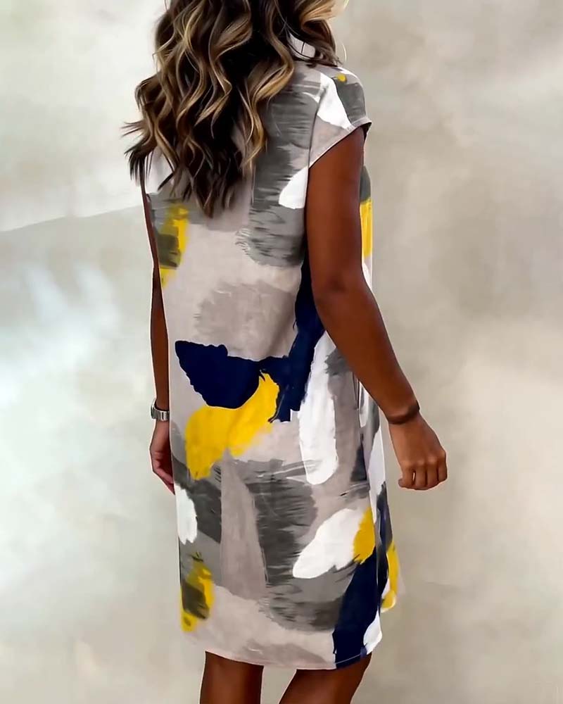 Kjole Rund Hals Tie-Dye Trykt