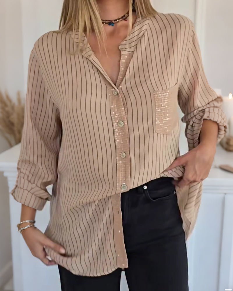 Skjorte Mote Paljett Stripet