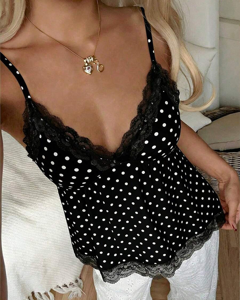 Cami Topp Prikket Blondkantet