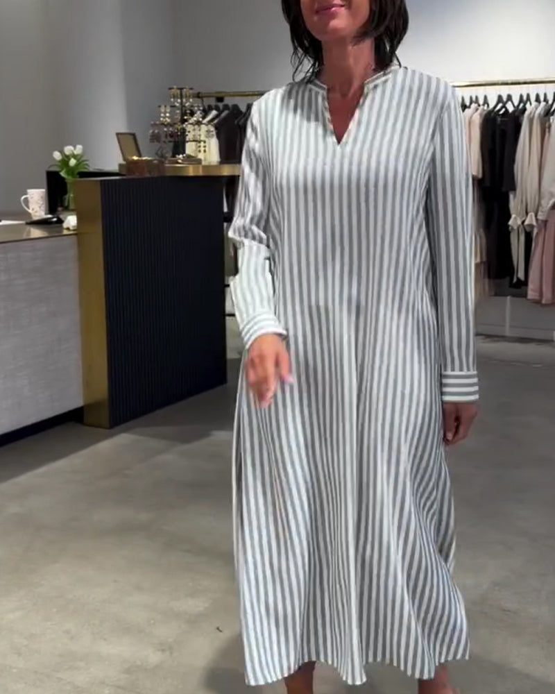 Kjole Stripete Sidesplitt Maxi