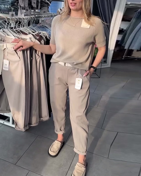 Bukser Ensfarget Casual Rett