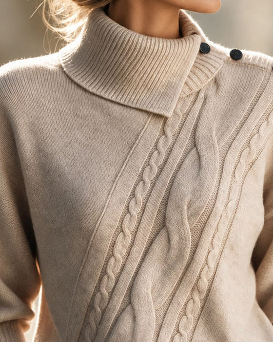 Genser Diagonal Flette Turtleneck Knapp