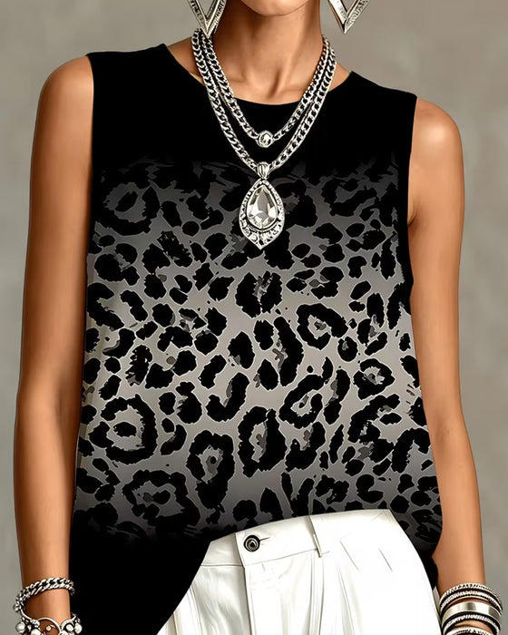 Tank Top Ombre Leopard Ermeløs