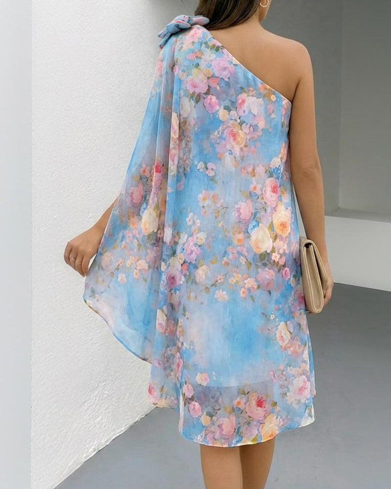 Kjole Kappe Stil Blomstret Trykk