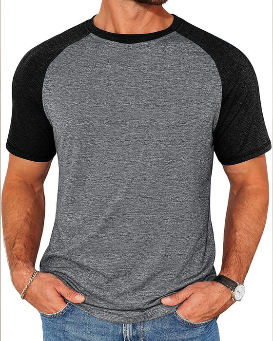T-Shirt Kontrast Rund Hals Herre Tettsittende