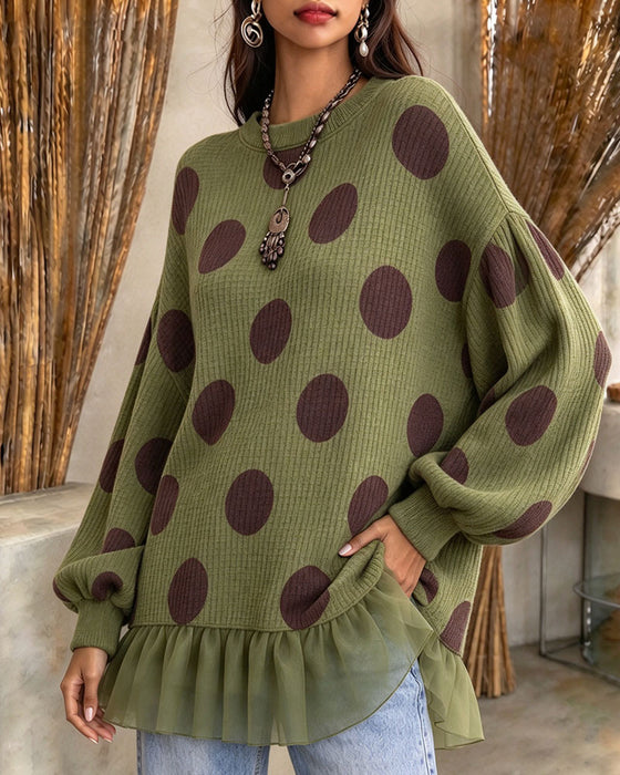 Sweatshirt Rund Hals Prikket Rysje
