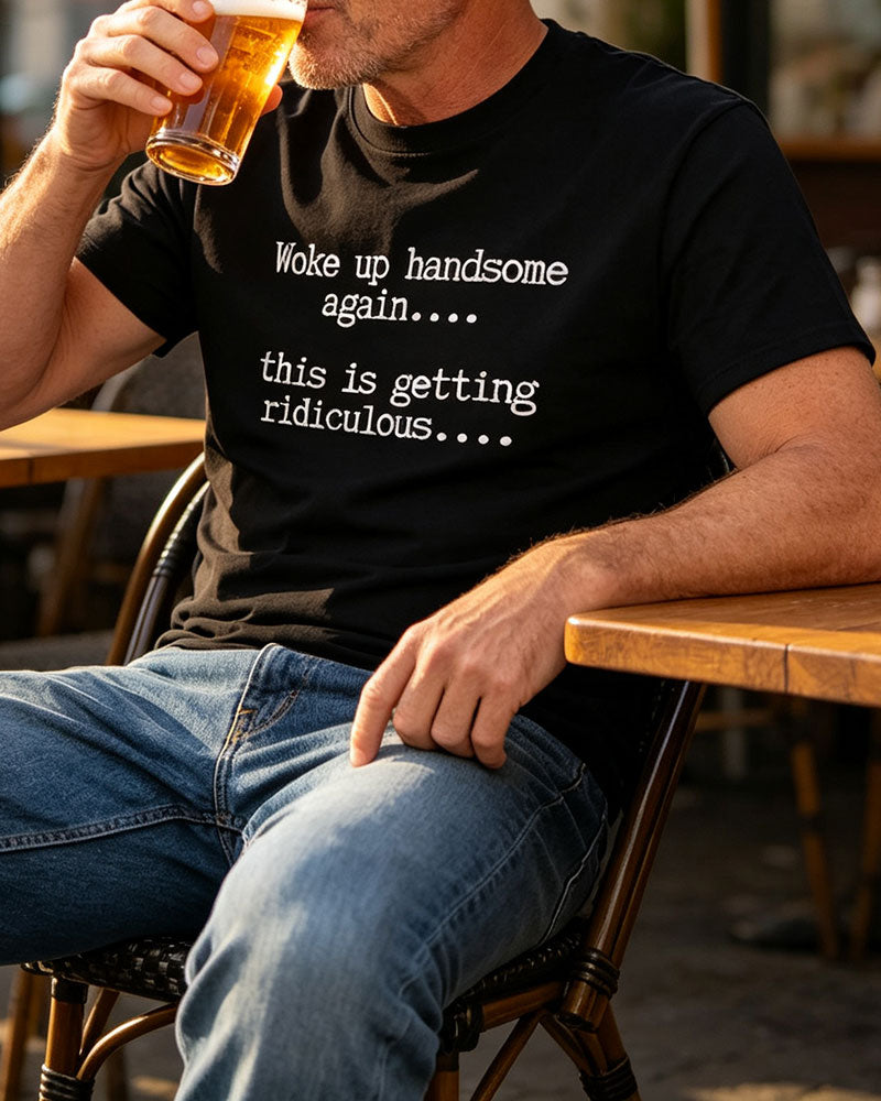 Herre T-Shirt Bokstav Trykk Rund Hals