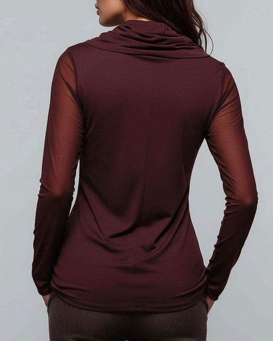 Bluse Mock Hals Solid Casual