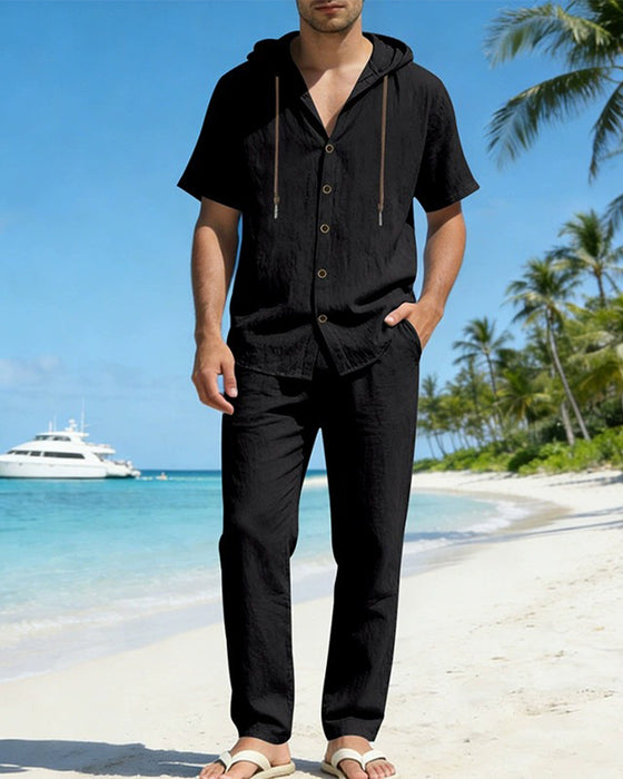 Herre Lettvekt Hette Todelt Sett For Sommer Casual Bruk