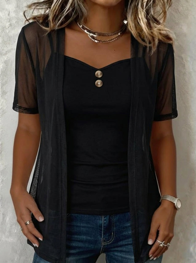 Set Mesh Kortermet Cardigan