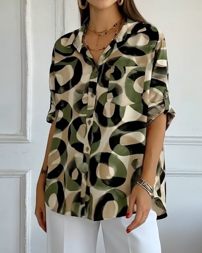 Skjorte Sirkeltrykk Avslappet Passform