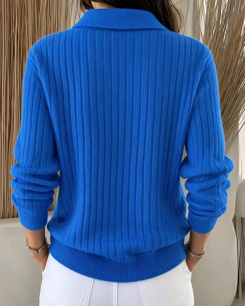 Cardigan Knappet Ribbet Jakkeslag