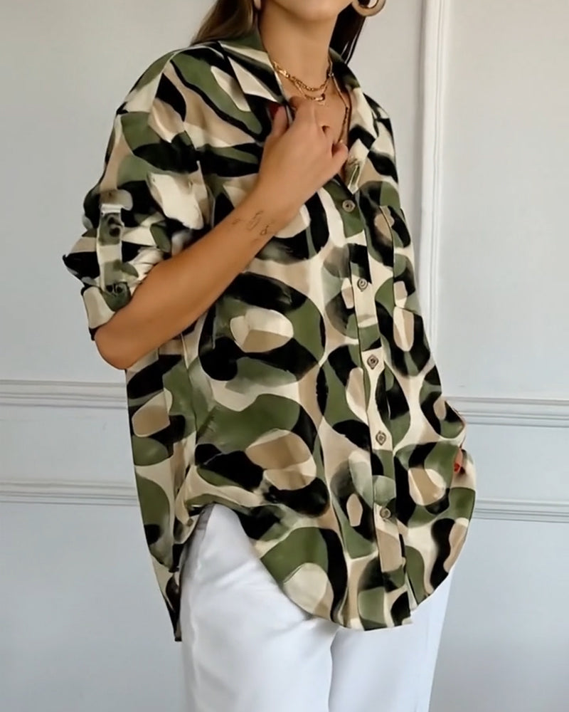 Skjorte Sirkeltrykk Avslappet Passform