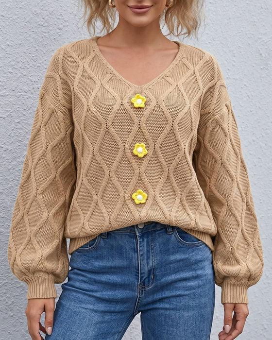 Pullover Lanterne Erme Argyle Mote Strikket