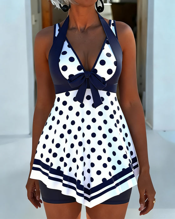Tankini Halter Prikket Skjørt