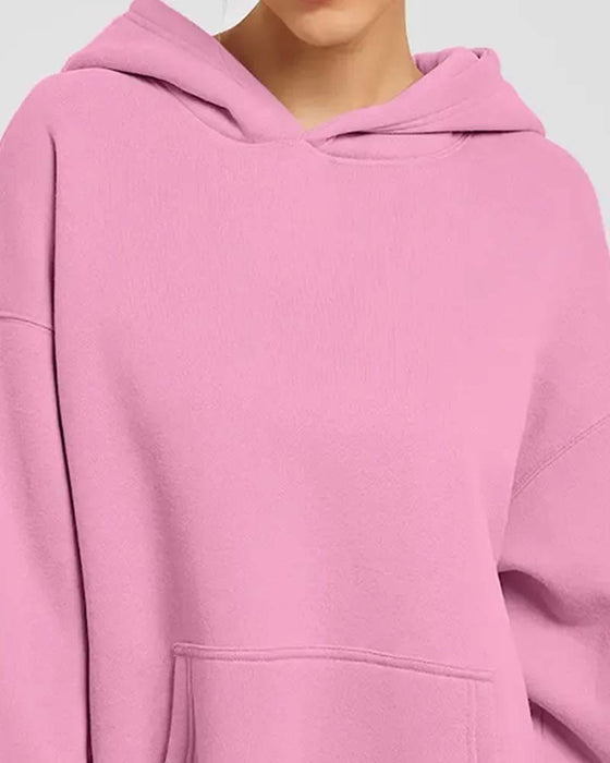 Hoodie Solid Farge Lang Erme Casual