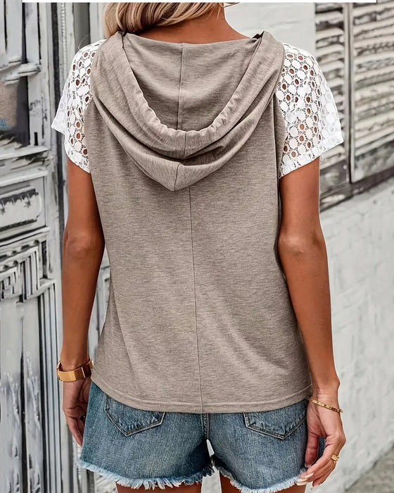 Bluse Med Hette Hul Blonde Avslappet