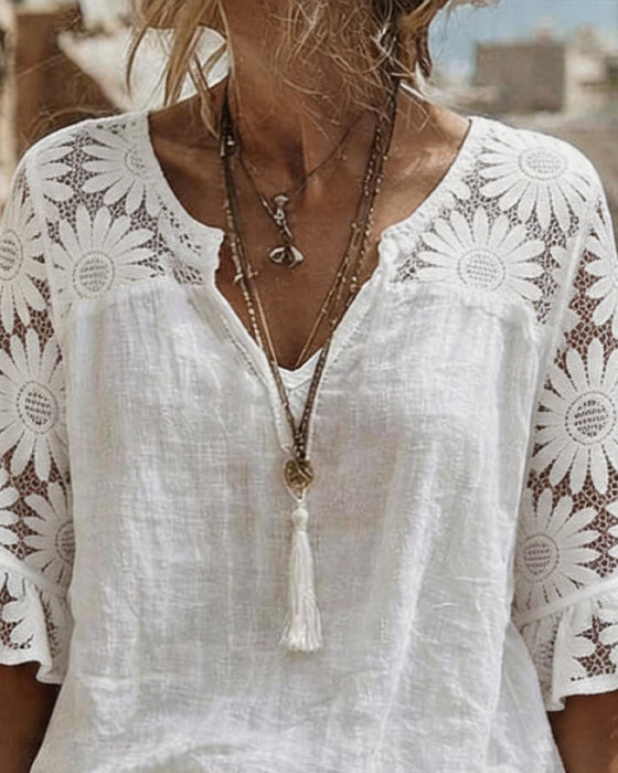 Bluse V-Hals Tusenfryd Lappeteppe