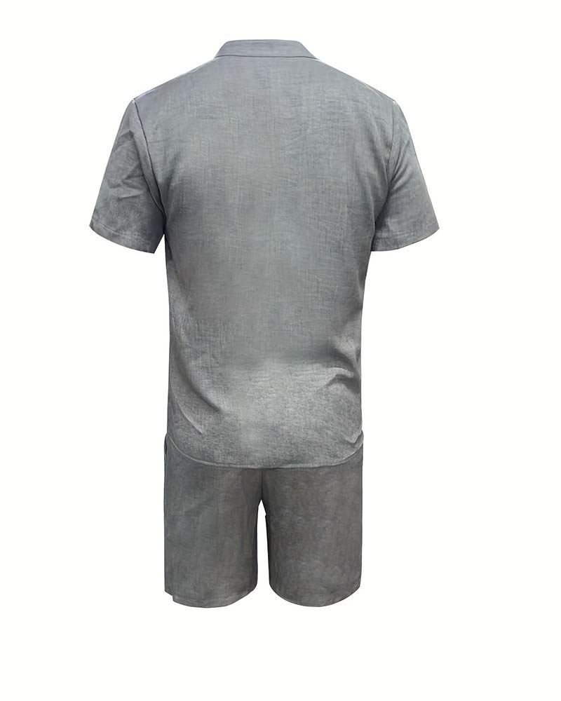 Herrer Sett Kortsermet Skjorte Og Shorts