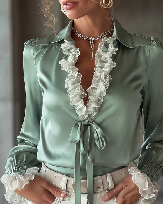 Bluse Krage Knipling Oppsnøring