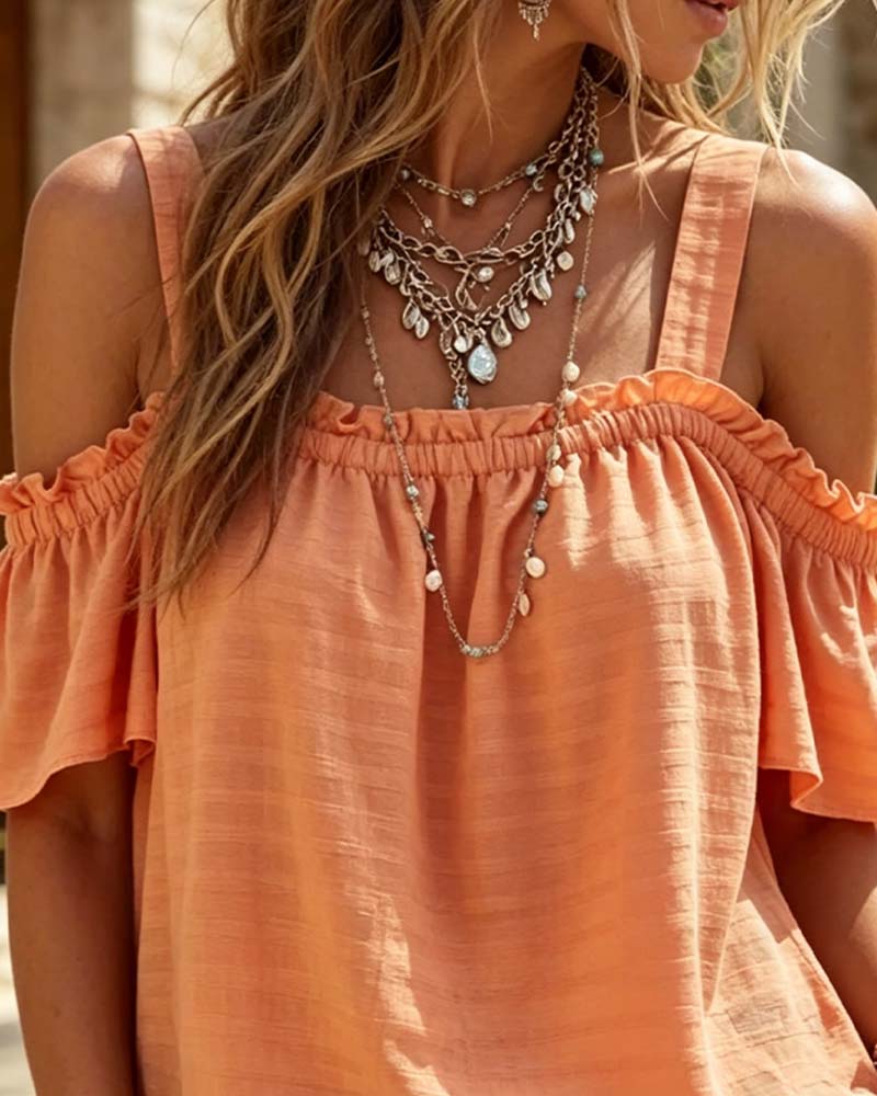 Bluse Kamisol Ruffle Off-Shoulder