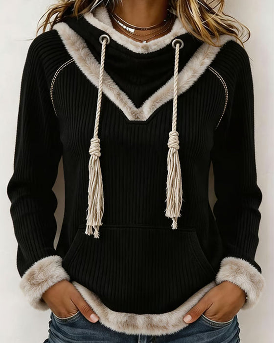Hoodie Lodden Patchwork Casual
