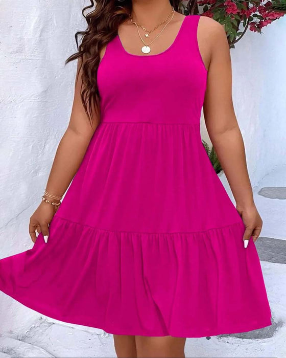 Kjole Dobbel Lag Lag Ruffle Tank