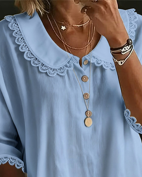 Bluse Kniplingkantet Innfelling Babykrage