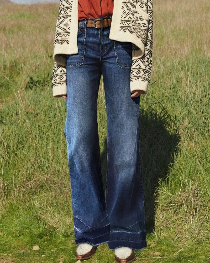 Retro Utsvingte Damejeans Med Lommer