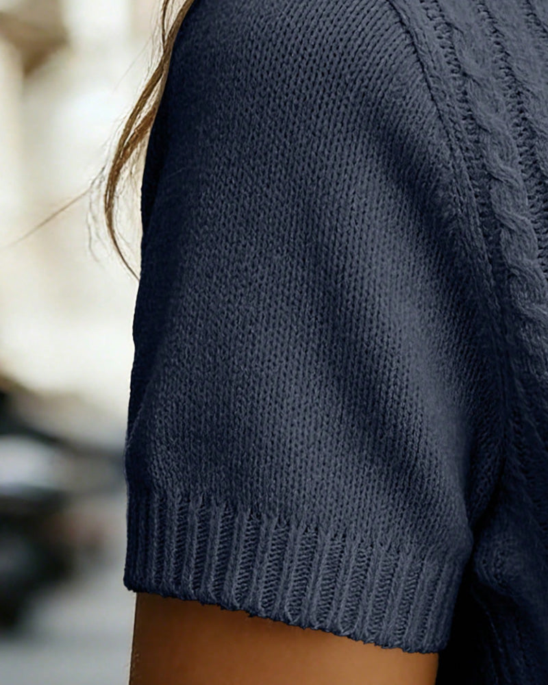 Pullover Argyle Kortsermet V-Utringning