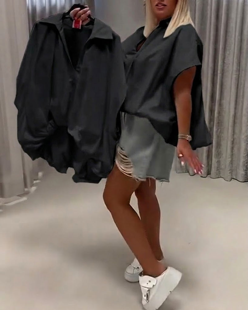 Bluse Jakkeslag Loose Fit Flagermuserme