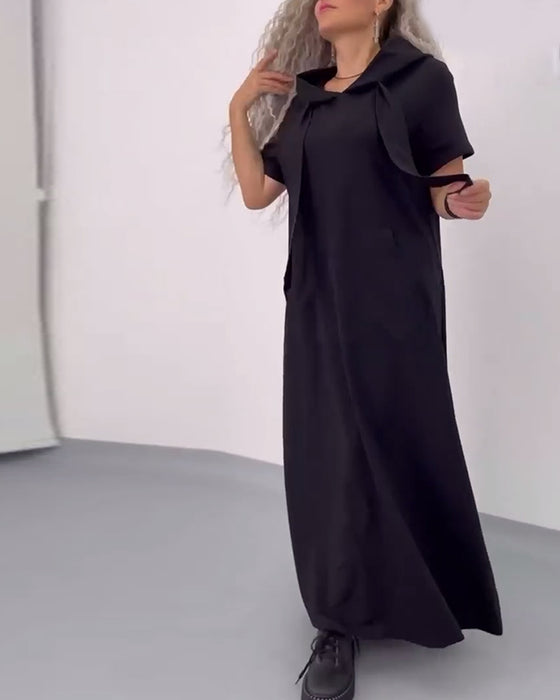 Kjole Ensfarget Hettegenser Casual