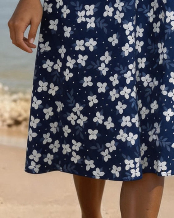 Kjole Liten Blomstrende Midjekniping A-Linje Midi